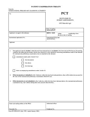 Fillable Online Wipo Pct Forms Ipea January Wipo Fax Email