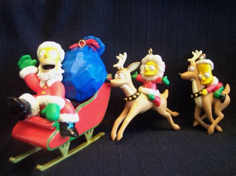 New 3 Simpsons Christmas Tree Heirloom Ornament Set Bart Santa Homer ...