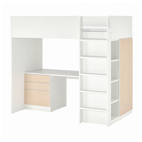 SmÅstad Loft Bed White Birchwith Desk With 4 Drawers 79435844 Ikea