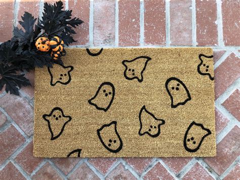 Ghost Pattern Halloween Doormat Nickel Designs Custom Doormats