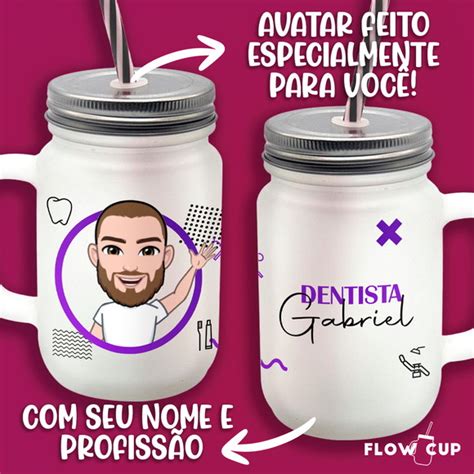 Copo De Vidro Dentista Mason Jar Seu Avatar Produtos Elo7