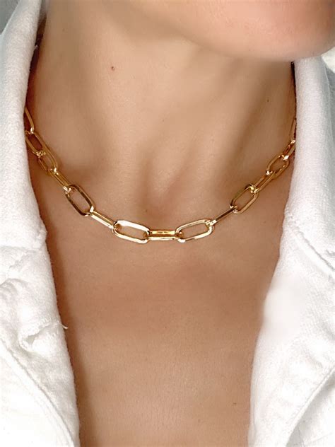 Paperclip Necklace Large Link Necklace Gold Paperclip Chain Gold