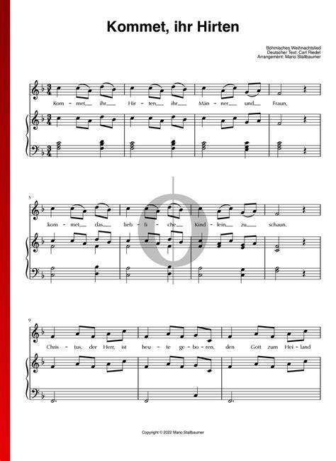 Kommet Ihr Hirten Anonymous Piano Sheet Music Oktav