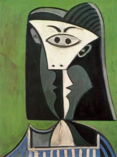 Pablo Picasso — Womans Head On A Green Background 1962