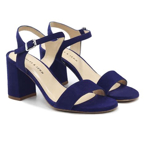 Sandales Talon Cuir Daim Bleu Made In Portugal Jules Jenn