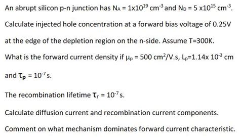 Solved An Abrupt Silicon P N Junction Has Na Solutioninn