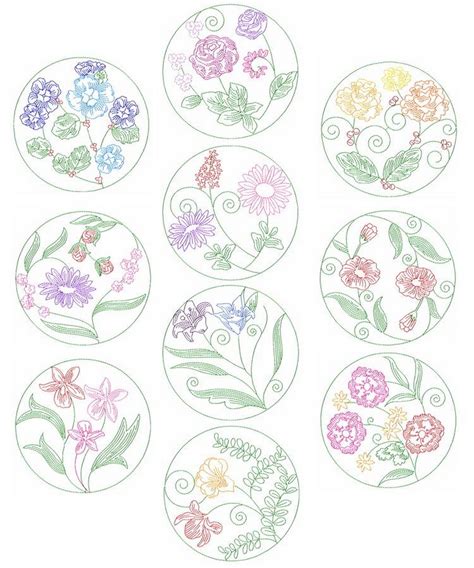 Free Circle Of Flowers Collection Machine Embroidery Designs By Sew Swell