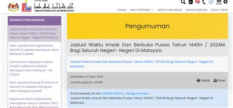 Jadual Waktu Berbuka Puasa Seluruh Malaysia 2024 JAKIM