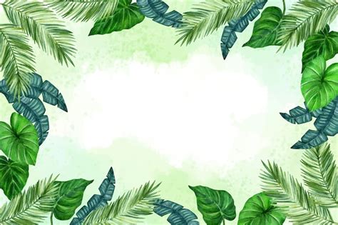 Fundo de folhas tropicais em aquarela pintada à mão Vetor Grátis