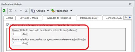 Framework Linha RM Frame Parâmetros Globais Aba Gerador de