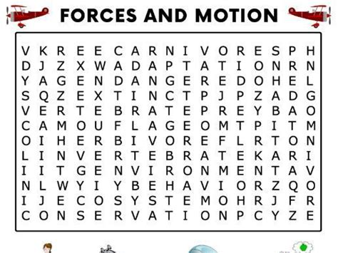 Forces And Motion Word Search Activity Teaching Resources Force And