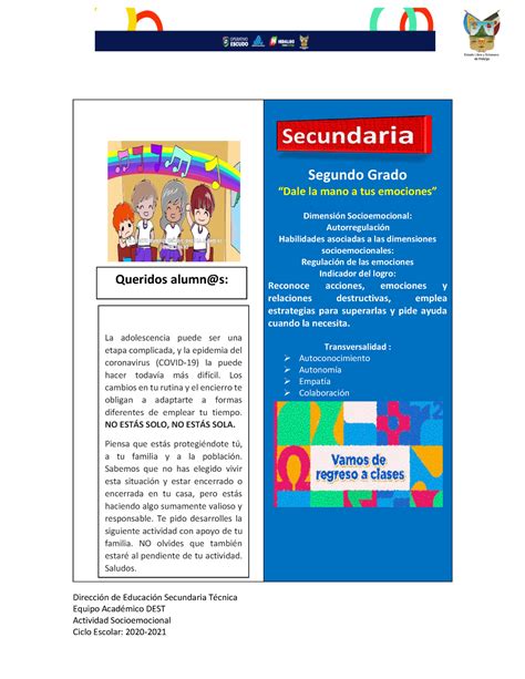 Grado Actividad Socioemocional Direcci N De Educaci N