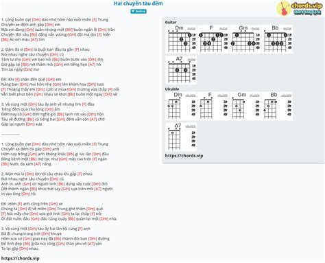 Chord Hai chuyến tàu đêm tab song lyric sheet guitar ukulele