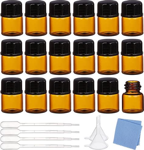 Pack Ml Mini Amber Glass Essential Oil Sample Bottle Refillable