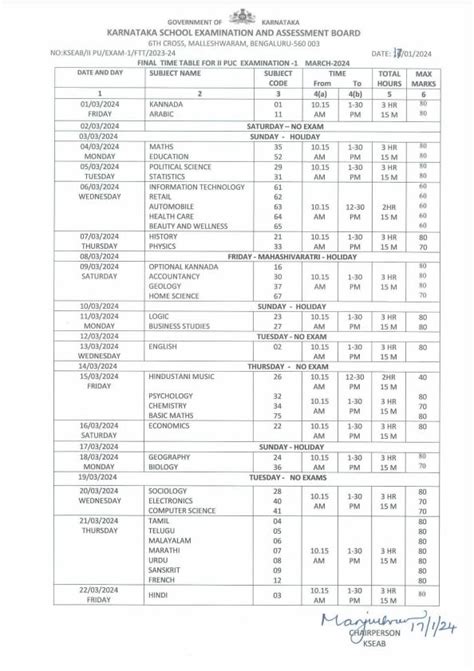 Karnataka Sslc Puc Timetable Released Check Exam Schedule Here