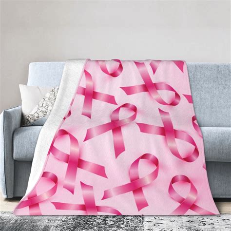 Ocsxa Flannel Fleece Breast Cancer Ribbons Awareness Print Throw