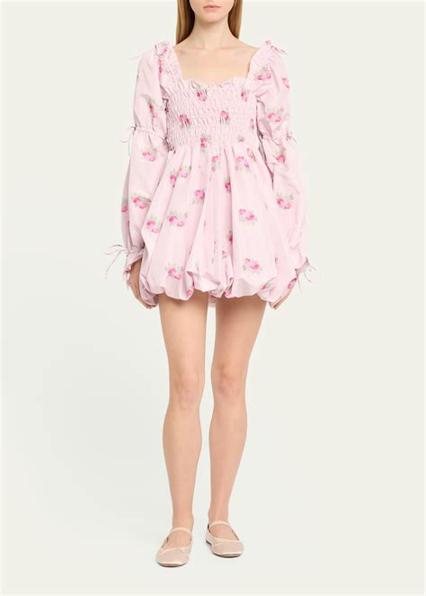 Loveshackfancy Janey Smocked Puff Sleeve Bubble Mini Dress Bergdorf