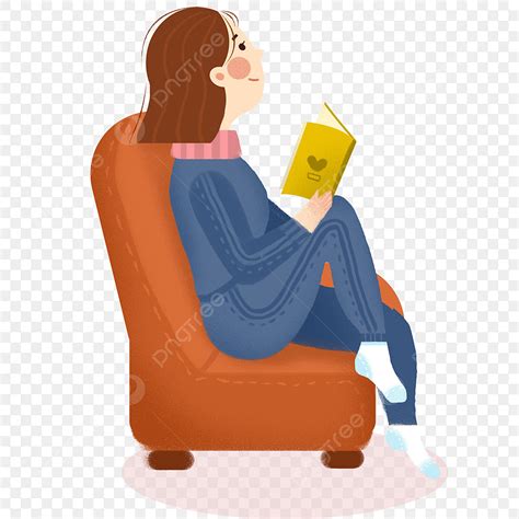 Cozy Reading Clipart Transparent Background Cozy Girl Sitting On The