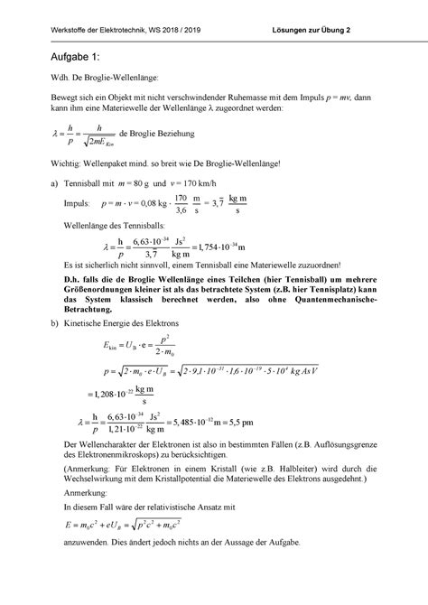 Zentraluebung 2 Loesung Werkstoffe Der Elektrotechnik WS 2018 2019