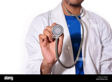 Doctor Holding Stethoscope Stock Photo Alamy