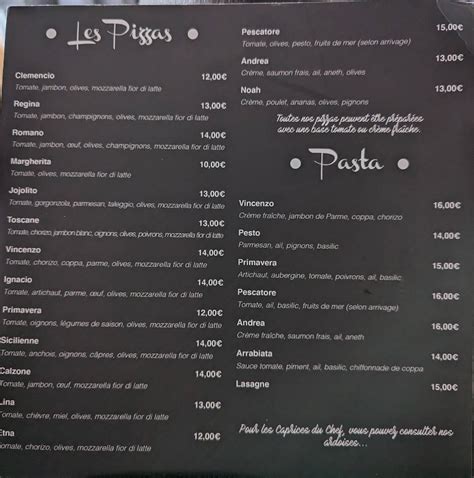 Menu Au L Andr A Pizzeria Portet Sur Garonne