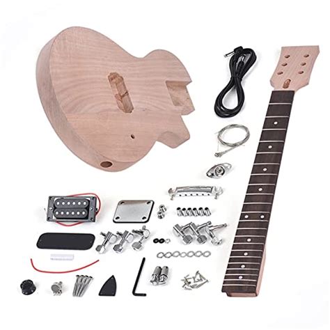 KERREY Electric Guitar Beginner Kits Children Unfinished DIY Electric Guitar Kit Mahogany Body ...