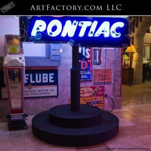 Vintage Pontiac Dealership Neon Sign With Custom Rolling Stand