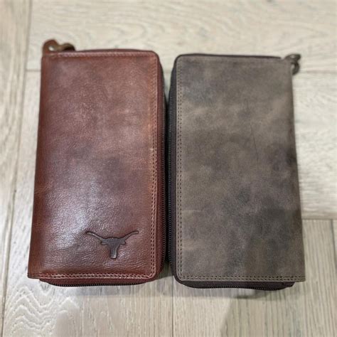 Womens Double Zipper Wallet Leather Etsy