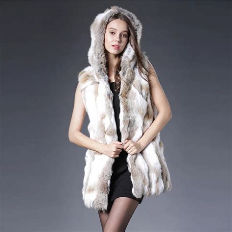 2018 New Genuine Rex Rabbit Fur Vest With Hooded Real Silm Rabbit Fur