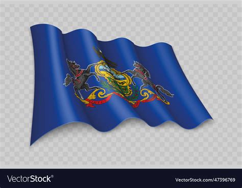 3d realistic waving flag of pennsylvania Vector Image