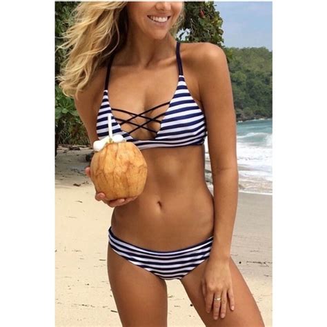 Cupshe Swim Cupshe Piece Navy White Strappy Bikini Swimsuit