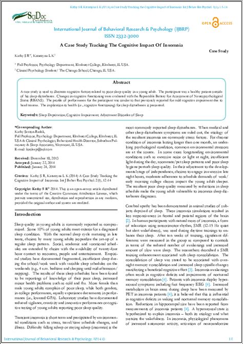 (PDF) A Case Study Tracking The Cognitive Impact Of Insomnia ...