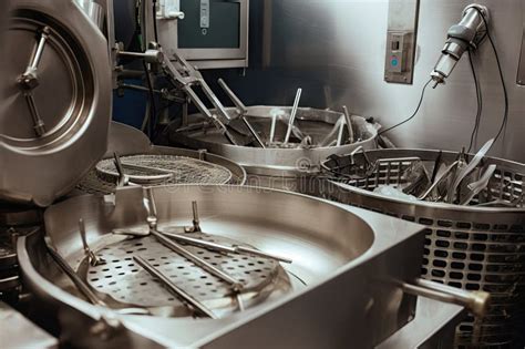 Surgical Instruments Being Sterilized In Autoclave With Steam And Mist