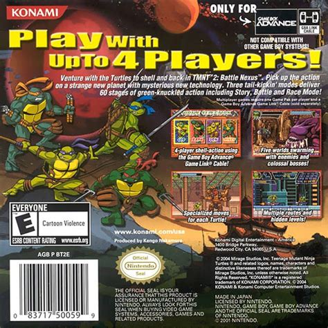 Teenage Mutant Ninja Turtles Battle Nexus For Game Boy Advance