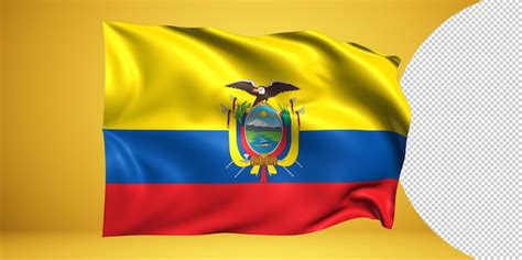 Ecuador Schwenkende Flagge Realistisch Isoliert Auf Transparentem PNG