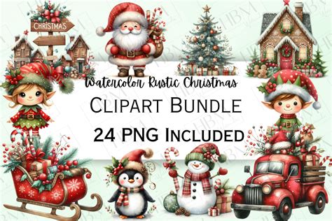 Rustic Watercolor Christmas Clipart Graphic By Hbm Clipart Creative