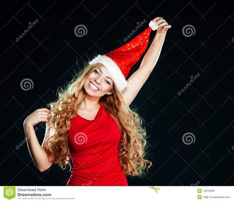 Jeune Jolie Fille Dans Le Chapeau De Santa Image Stock Image Du