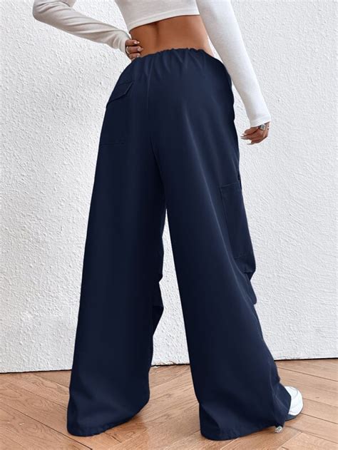 SHEIN EZwear Drawstring Waist Parachute Pants SHEIN USA