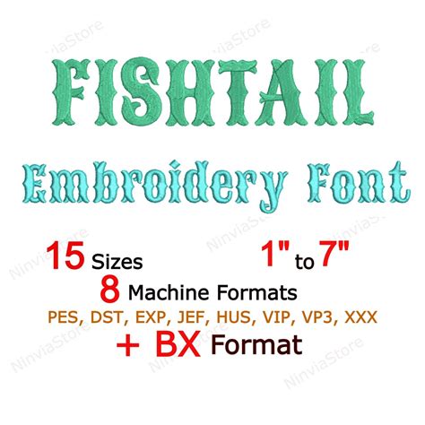 Fishtail Embroidery Font BX Font For Embroidery PES Monogram Alphabet