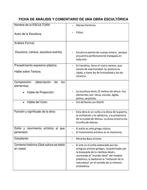 Clase 04 Ficha Escultura FICHA DE ANÁLISIS Y COMENTARIO DE UNA OBRA