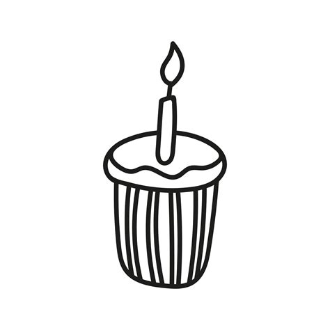 Single cake with candles. Hand drawn doodle vector illustration ...