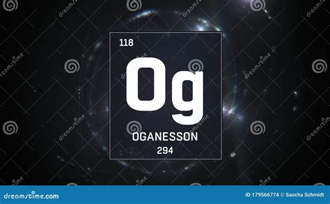 Oganesson As Element 118 Of The Periodic Table 3d Illustration On Silver Background