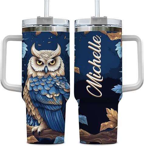 Hyturtle Personalized T For Owl Lovers Owl Printed Custom Name Tumbler 40oz