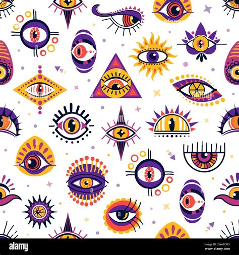 Magical Witchcraft Eyes Seamless Pattern Background Vector Esoteric