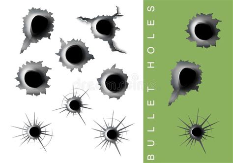 Set Of Bullet Holes In The Metal Stock Vector - Illustration of element ...