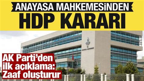 Anayasa Mahkemesinden HDP kararı Yargıtay ın talebi reddedildi Haber