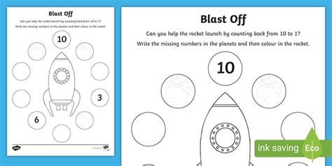 Backward Counting 10 To 1 Worksheet Cfe Early Level