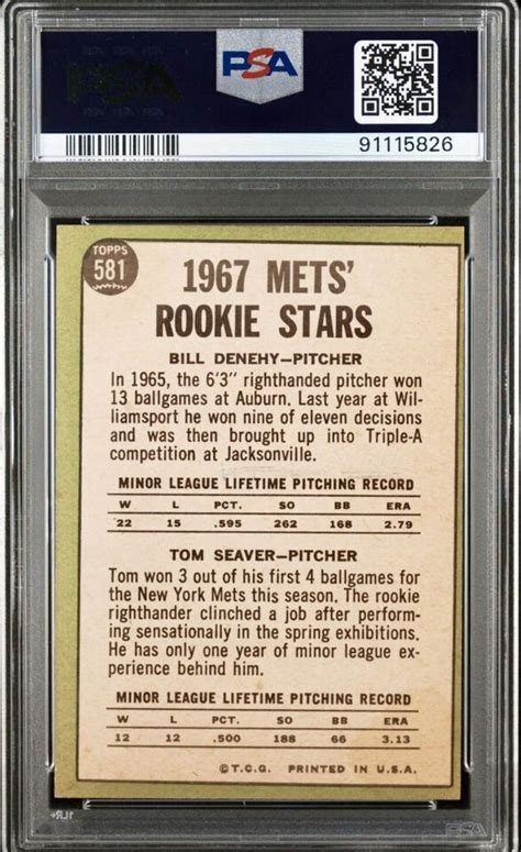 1967 Topps Tom Seaver Denehy Rookie RC 581 PSA 5 MK EBay