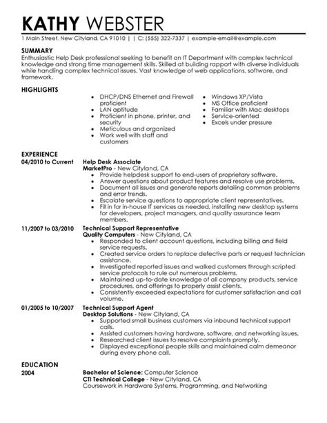 Help Desk Resume Templates Free Printable Templates