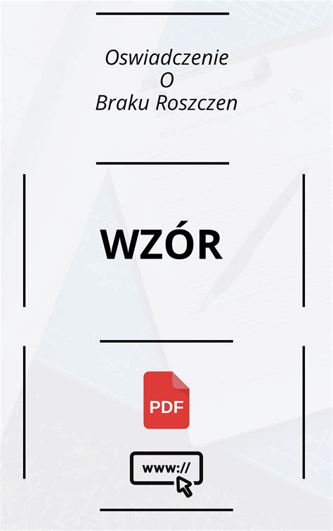 O Wiadczenie O Braku Roszcze Wz R Pdf